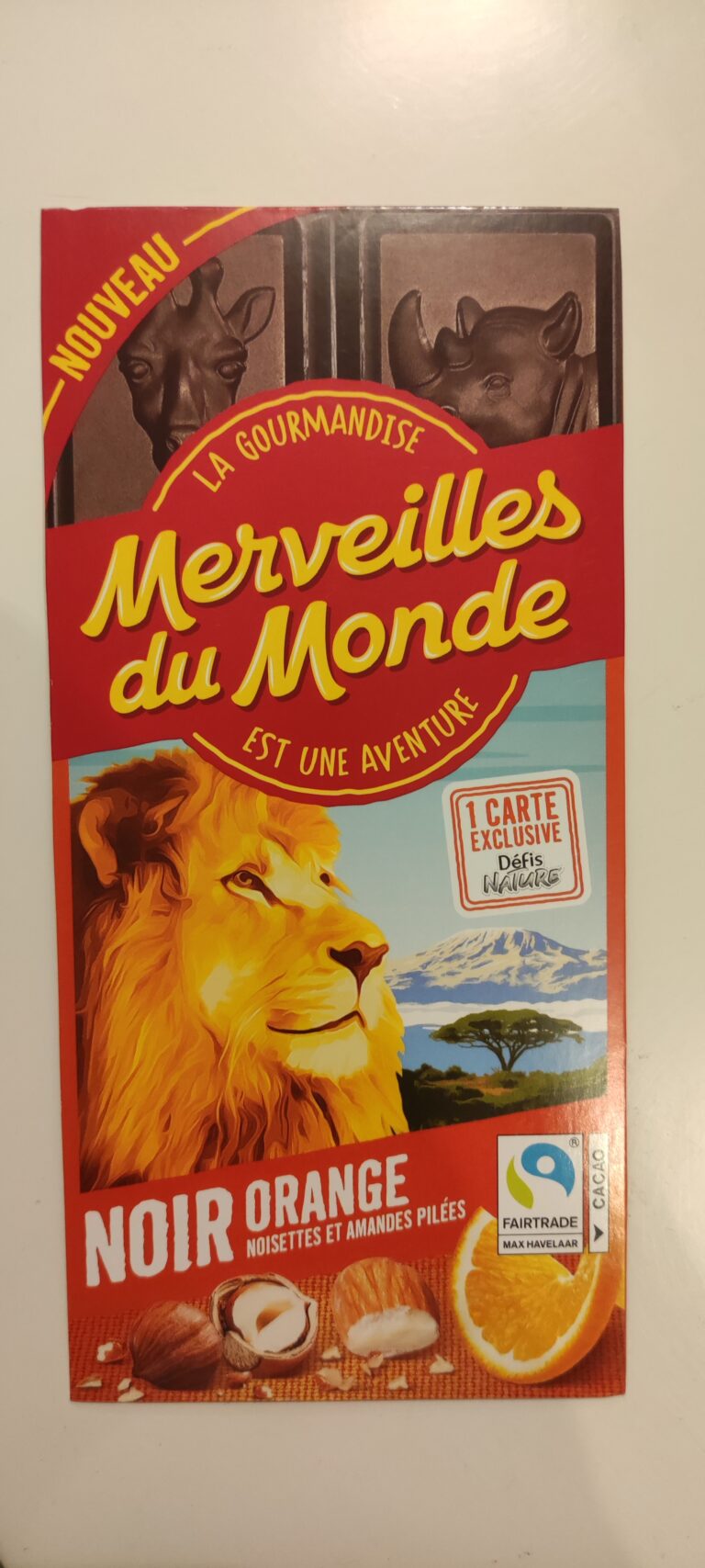 Dos de la carte